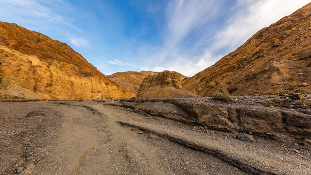 Unique and highly variable geologic formations inside Mosaic Canyon, Death Valley National Park, California