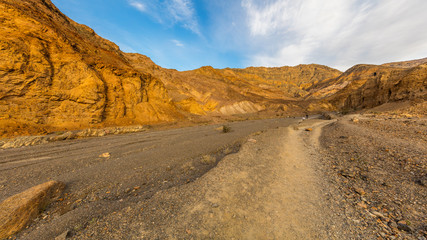 Hiking trail through the narrows at Mosaic Canyon. Landscape of Mosaic Canyon, Death Valley National Park, California