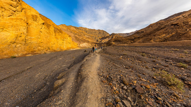 Hiking trail through the narrows at Mosaic Canyon. Landscape of Mosaic Canyon, Death Valley National Park, California