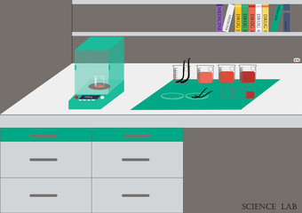 Science lab Vector .Chemical Laboratory, chemical glassware. vector illustration,flat design