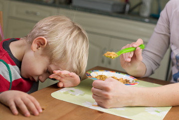 3-4 Years Child Boy Refusing Food Picky Eater - obrazy, fototapety, plakaty