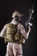 US Army Soldier on Dark Background