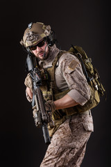 US Army Soldier on Dark Background