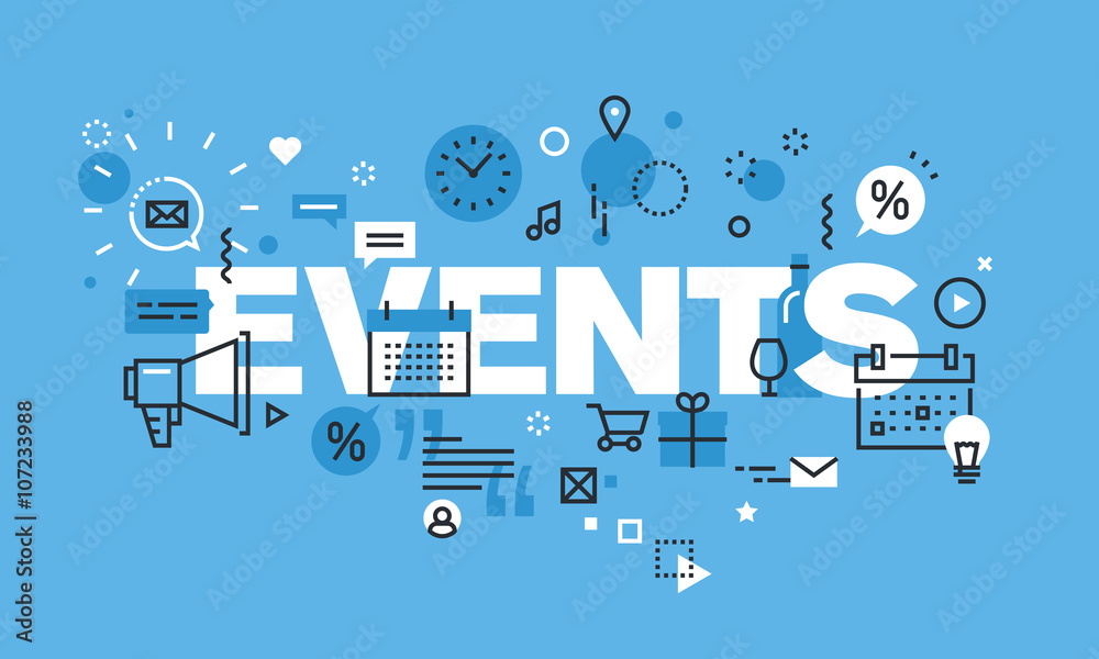 Wall mural modern thin line design concept for events website banner. vector illustration concept for informati