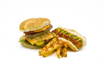 hamburger and hotdog meal