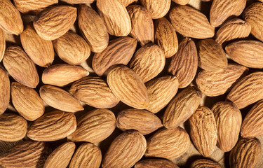 Peeled almonds closeup