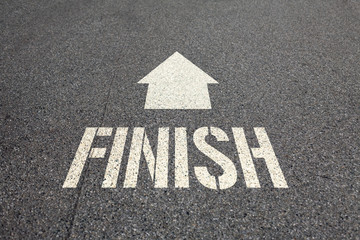 conceptual road sign reveal road to finish