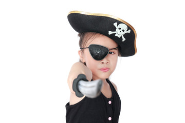 Pirate girl isolated white background
