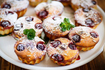 cheese muffins with walnuts and cherries 