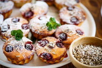 cheese muffins with walnuts and cherries 