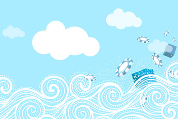 Ocean Wave and Surprise Flying Gambling Chips and gifts  