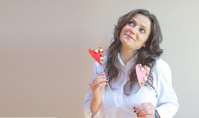 A young a lady and two hearts