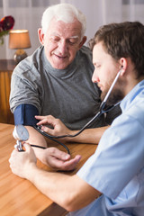 Senior man with hypertension