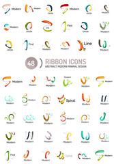 Fototapeta premium Vector line ribbon logo set