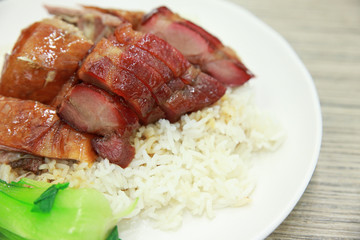 Rice with roasted pork