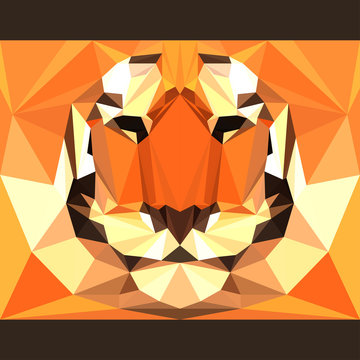 Wild tiger stares forward. Abstract card template