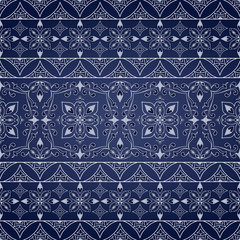 Vintage decorative seamless white border on blue.