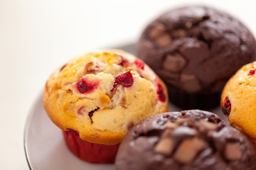 Cranberry and Double chocolate chip muffins