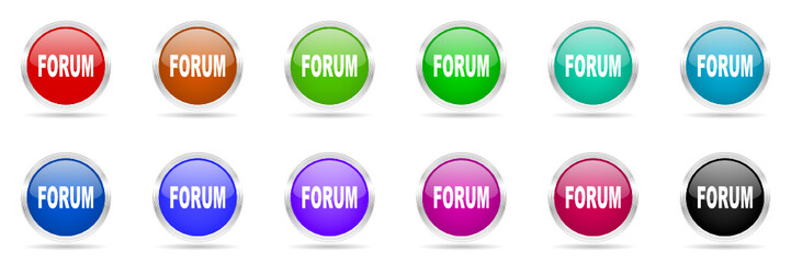 forum colored vector icons set