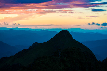 Fototapeta na wymiar Landscape of sunny dawn in mountain