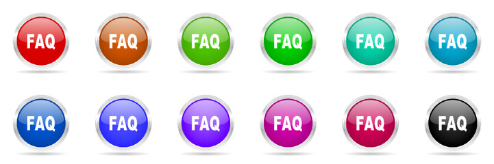 faq colored chrome vector icons set