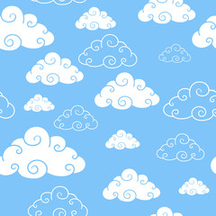 Cartoon clouds seamless pattern