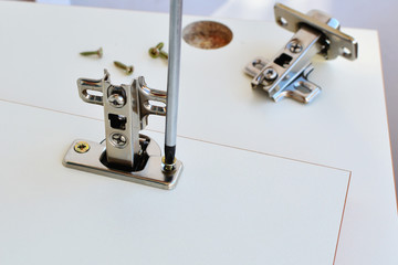 Hinge assembly on kitchen cabinet door