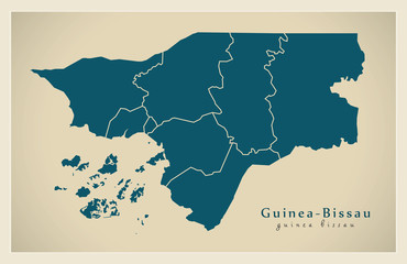 Modern Map - Guinea-Bissau with regions GW