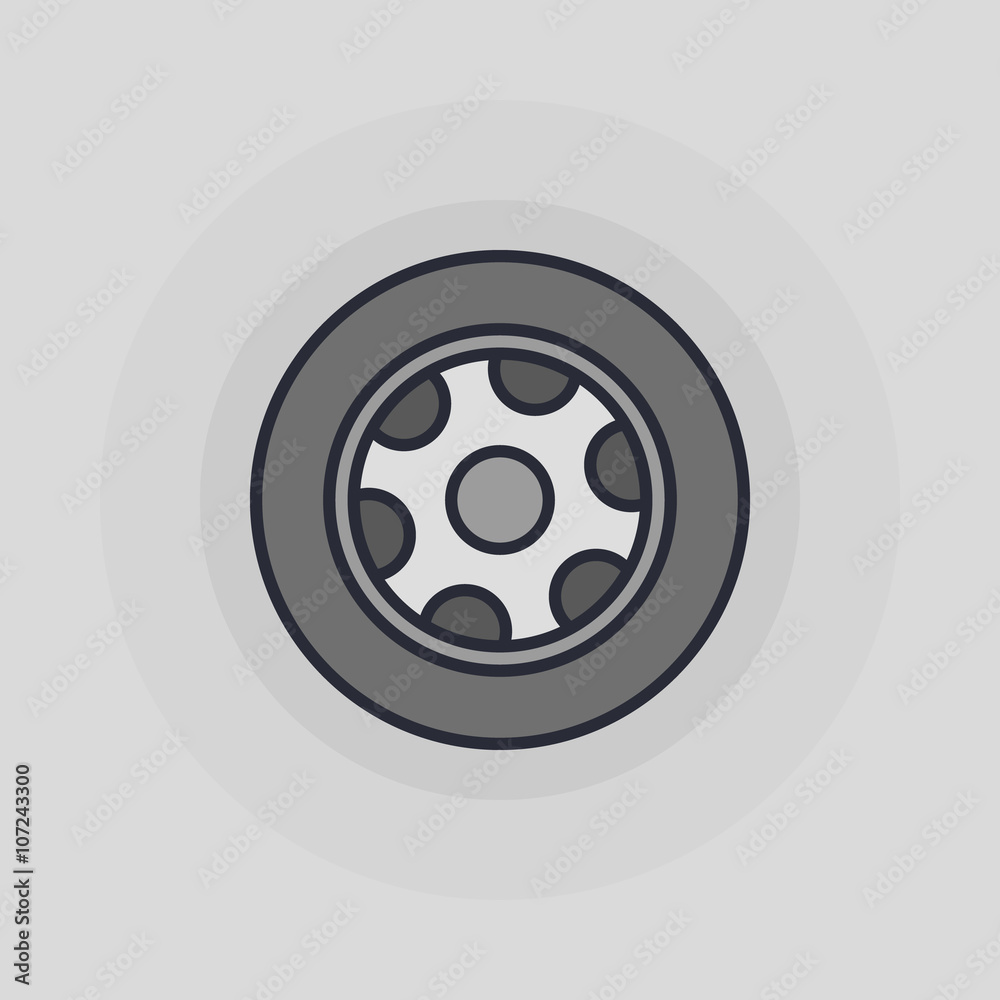 Poster car wheel flat icon