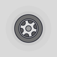 Car wheel flat icon