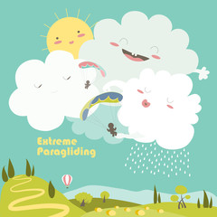 Two paragliders on sky