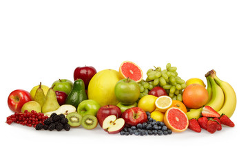 multi colored ripe fruit vegetable composition isolated on white