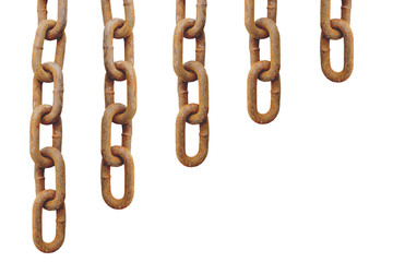 Obraz premium Old iron rusty chain isolated on white background