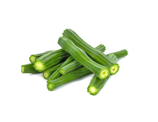 Peeled moringa on white background