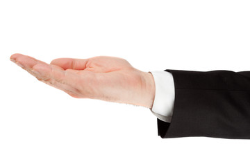 Obraz premium businessman hand palm isolated on white