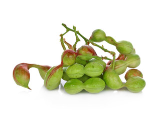 Manila tamarind (Pithecellobium Dulce) fruit isolated on white b
