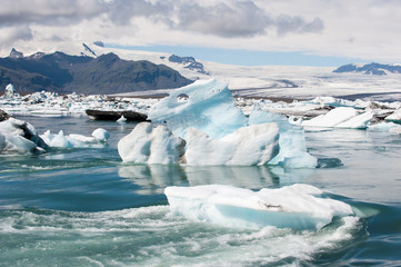 Floating iceberg at Jokulsarlon ice lagoon, Iceland