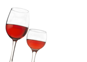 Fototapeta na wymiar Two rose wine glasses