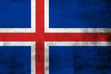 Grunge Iceland Flag on the concrete wall