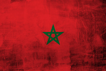 Grunge Morocco Flag on the concrete wall