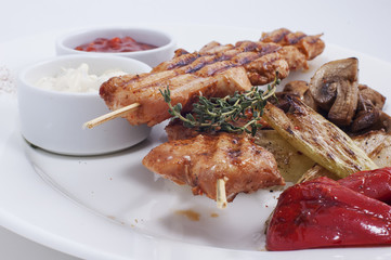 kebab with grilled vegetables