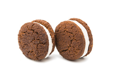 chocolate cookies with creme filing isolated