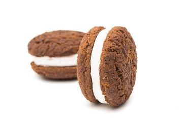 chocolate cookies with creme filing isolated