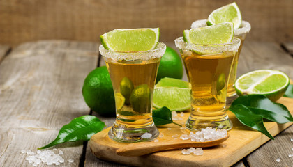 Gold mexican tequila shot