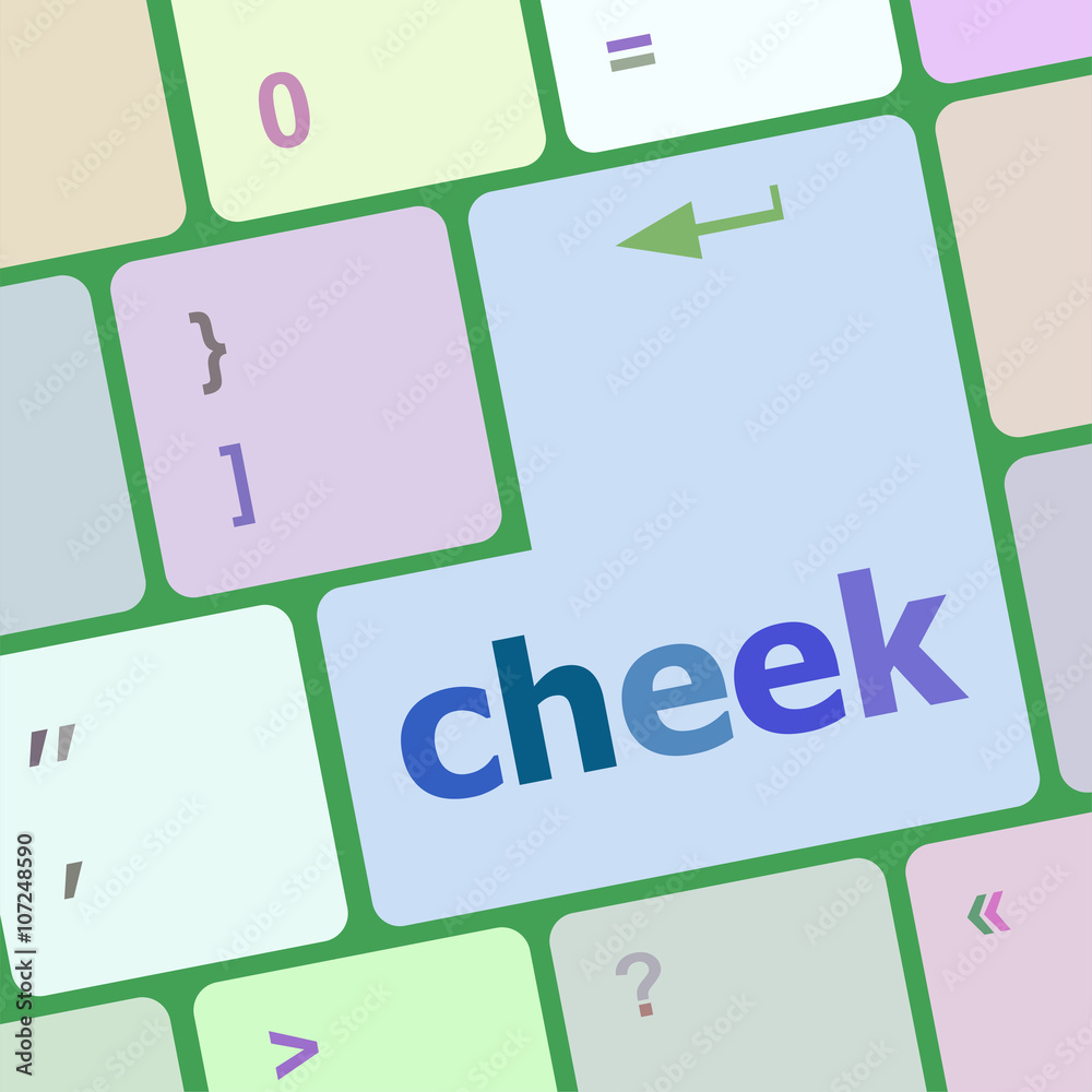 Poster cheek button on computer pc keyboard key vector illustration