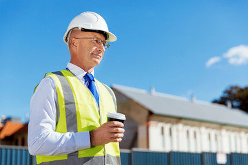 Engineer builder at construction site