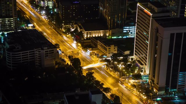 bangkok highway street traffic night timelapse. Full Hd video.
