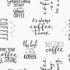 Quote coffee vector seamless pattern typography