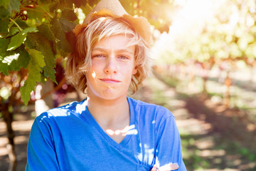 Boy in vineyard