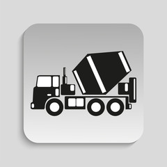 Truck concrete mixer. Vector icon.
